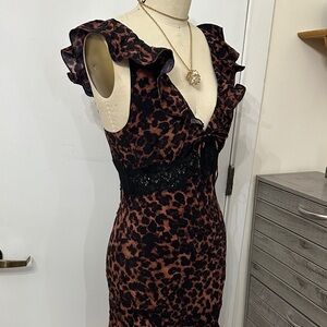 SAYLOR NYC Animal Print Ruffle Mini Dress